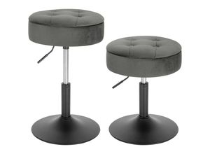 4063425146179 - Woltu - Barhocker 2er Set Sitzhocker mit Stauraum Arbeitshocker höhenverstellbar niedriger Bürohocker aus Samt Metallgestell für Bar Bistro Café