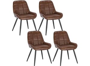 4063425147053 - 4er-Set Esszimmerstühle Polsterstuhl Kunstleder Akzentstuhl mit Rückenlehne braun - braun