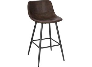 4063425147671 - Woltu - Barhocker mit Rückenlehne Barstuhl mit Sitzhöhe 63 cm ergonomischer Hocker im Bar Polsterstuhl mit Kunstlederbezug Vintage-Hocker Braun