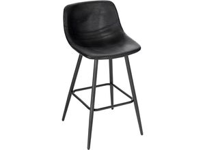 4063425147695 - Barhocker mit Rückenlehne Barstuhl mit Sitzhöhe 63 cm ergonomischer Hocker im Bar Polsterstuhl mit Kunstlederbezug Vintage-Hocker Schwarz Stuhl