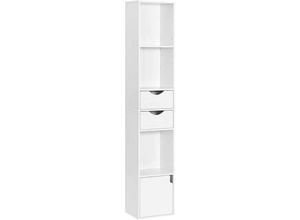 4063425147770 - Bücherregal Bücherschrank Standregal mit Schubladen Regal mit Tür Büroregal Aufbewahrungsregal für Wohnzimmer Schalfzimmer Weiß 30 x 158 x 24