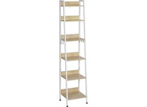 4063425149255 - Standregal mit 6 Ebenen Küchenregal mit 4 Haken Bücherregal im Industriestil Lagerregal im Wohnzimmer Küche Regal aus mdf Metall schmales 4063425149255 - Standregal mit 6 Ebenen Küchenregal mit 4 Haken Bücherregal im Industriestil Lagerregal im Wohnzimmer Küche Regal aus mdf Metall schmales