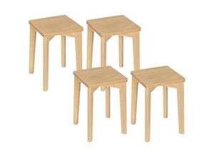 4063425149576 - 4er Set Esszimmerstühle Massivholz rechteckiger Holzhocker stapelbar Sitzhocker Naturholzfarbe - Woltu