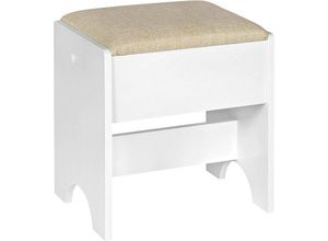 4063425151500 - Schminkhocker Sitzhocker Hocker für Schminktisch Polsterhocker mit Leinenbezug 40x45x30 cm aus Holz Moderner Schminktischstuhl für Schlafzimmer