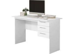 4063425154136 - Woltu - Schreibtisch Computertisch Bürotisch Arbeitstisch pc Laptop Tisch mit 3 Schubladen und Schloss aus Holz 120x59x75cm(BxTxH) Weiß - weiß