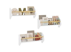 4063425155621 - Woltu - 3er Set Kinder Bücherregal Wandregal Kinderzimmerregal Kinderregal für Buchaufbewahrung aus Kiefernholz mdf für Kinderzimmer Spielzimmer