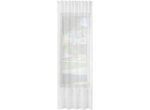 4063425182511 - 1er Gardinen Leinenoptik Vorhänge Halbtransparent Gardine mit Kräuselband für Schlafzimmer Wohnzimmer 135x245 cm Weiß - Weiß - Woltu