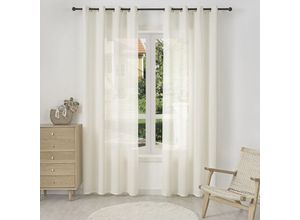 4063425182658 - 2er Gardinen Leinenoptik Vorhänge Halbtransparent Gardine mit Ösen für Schlafzimmer Wohnzimmer 135x225 cm Creme - Creme