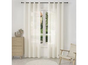 4063425182665 - 2er Gardinen Leinenoptik Vorhänge Halbtransparent Gardine mit Ösen für Schlafzimmer Wohnzimmer 135x245 cm Creme - Creme