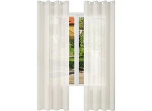 4063425182764 - 2er Gardinen Leinenoptik Vorhänge Halbtransparent Gardine mit Kräuselband für Schlafzimmer Wohnzimmer 135x175 cm Creme - Creme - Woltu