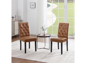 4063425188902 - 2er Esszimmerstühle Küchenstuhl Polsterstuhl mit hoher Rückenlehne für Esszimmer Küche gepolsterte Sitzfläche aus Kunstleder Beine aus Massivholz