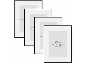 4063425189138 - 4er Bilderrahmen 20x30cm Fotorahmen mit Ständer Aluminium Silber Matt Posterrahmen mit Passepartout Aufhängen Aufstellen Metall Rahmen mit