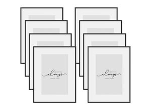 4063425189237 - Woltu - 8er Bilderrahmen 30x40cm Fotorahmen mit Ständer Aluminium Silber Matt Posterrahmen mit Passepartout Aufhängen Aufstellen Metall Rahmen mit