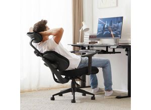 4063425190714 - Bürostuhl Ergonomisch Computerstuhl Schreibtischstuhl mit geteilter Rückenlehne Drehstuhl aus Mesh verstellbare Kopfstütze Armlehnen Liegefunktion