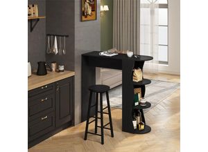 4063425190738 - Bartisch mit 3 Regalfächern schmaler Küchentisch Stehtisch Bistrotisch für Wohnzimmer Esszimmer Küche Bar Bistro 110x40x107cm Schwarz - Schwarz