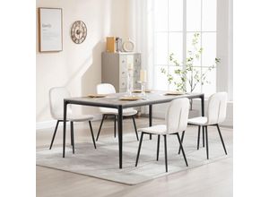 4063425192329 - Klihome - Esszimmerstühle 4er Set Küchenstühle mit Samt Metallbeinen Polsterstuhl Schalenstuhl mit Rückenlehne Creme - Creme