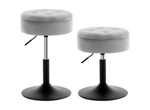 4063425192497 - 2er Barhocker Esszimmerstühle Schminkhocker mit Stauraum Höhenverstellbar 49-64cm 360° Drehbar spa Arbeitshocker für Bar Schminktisch Kücheninsel