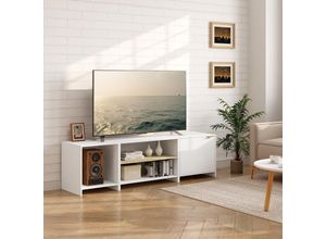 4063425193425 - Woltu - tv Schrank Fernsehtisch mit 3 offenen Fächern 1 Tür TV-Regal für Fernseher bis zu 70 Zoll 3-in-1 tv Board teilbar aus Holzwerkstoff für