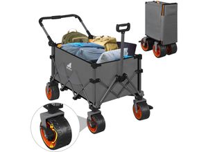 4063425194552 - Woltu - faltbar Bollerwagen Handwagen Transportwagen Strandwagen mit Bremsen 2 Griffen Tragtasche klappbar Gartenwagen für alle Gelände Garten