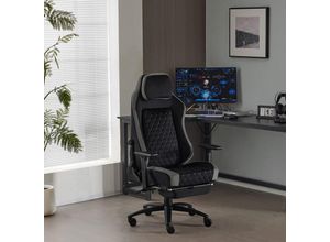 4063425200222 - Woltu - Bürostuhl ergonomisch Gaming Stuhl mit adaptiver Lendenwirbelstütze hochdichtem Formschaum Fußstütze Armlehnen Samtbezug Metallrahmen