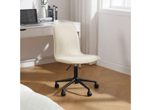 4063425201083 - Woltu - Bürostuhl ohne Armlehne Drehstuhl Schreibtischstuhl ergonomisch mit breiter Sitzfläche gepolsterter Stuhl mit Frottee-Bezug Creme