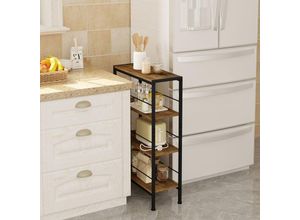 4063425201878 - Bücherregal Nischenregal Standregal mit 4 Ebenen Küchenregal Gewürzregal Leiterregal schmal für Büro Wohnzimmer Schlafzimmer Küche Holzwerkstoff