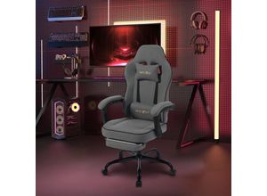 4063425209997 - Gaming Stuhl Ergonomischer Bürostuhl mit Taschenfederkissen Drehstuhl mit Kopfkissen Lendenkissen Fußstütze Tech-Stoff 150 kg Belastbarkeit