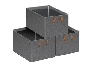 4063425217534 - Aufbewahrungsboxen 3 Stück faltbare Aufbewahrungswürfel mit Griffen Stoffboxen Aufbewahrung Stapelboxen Organisationsboxen 375x20x26 cm Grau