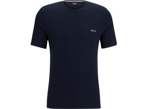 4063537125482 - BOSS Waffle Schlafshirt Logo-Detail für Herren blau XL