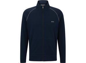 4063541182884 - BOSS Loungewear-Sweatjacke Stehkragen Logo-Stickerei für Herren blau XXL