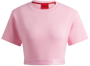 4063542336903 - HUGO RED Sporty Logo Loungewear-Oberteil Cropped Rundhals für Damen pink XS