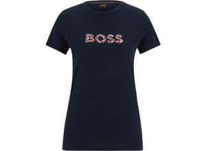 4063543123892 - BOSS Orange T-Shirt Rundhals-Ausschnitt Logo-Print für Damen blau XS