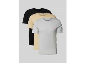 4063545507638 - Regular Fit T-Shirt aus Viskose mit Label-Print im 3er-Pack