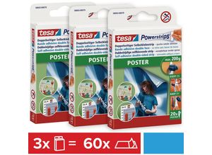 4063565026171 - tesa Powerstrips POSTER im 3er Pack - Doppelseitige Klebestreifen für Poster und Plakate - Selbstklebend und spurlos wieder ablösbar - Bis zu 200 g