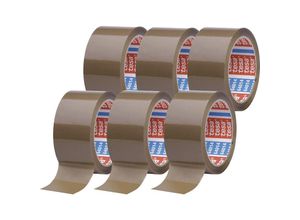 4063565028670 - 6x tesapack 64014 Paketband braun - Geräuscharmes Paketklebeband zum Verpacken - Packband für Pakete und Versandschachteln - Verpackungsklebeband