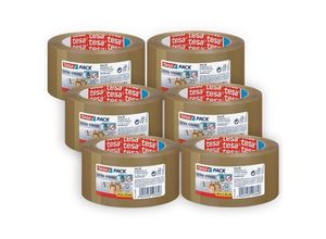 4063565029479 - Pack Ultra Strong im 6er Pack - PVC-Klebebänder für festes Verpacken und sicheres Bündeln - Braun - 6 Rollen je 66 m - braun - Tesa