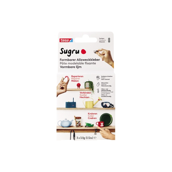 4063565069116 - - Sugru by ® - Formbarer Allzweckkleber 3er-Pack 3 x 35 g Grau - vielseitige Klebeknete - zum Reparieren Kleben und zum Befestigen ohne