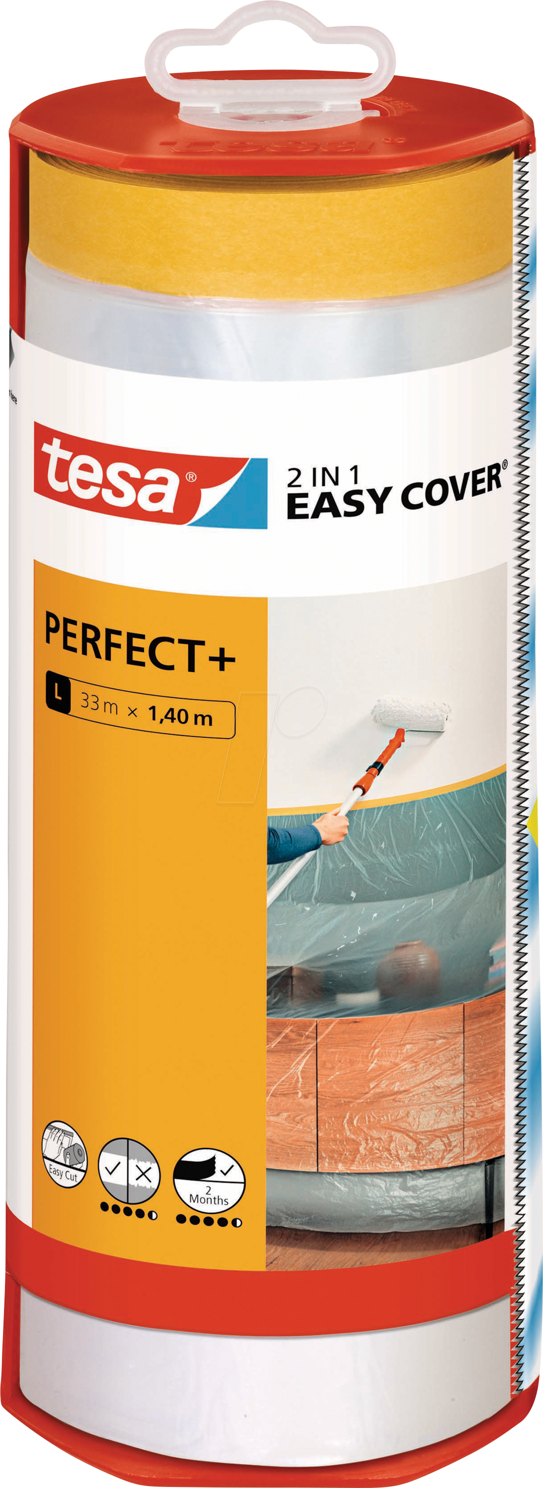 4063565092206 - TESA 56571 - Malerband mit Abdeckfolie tesa Easy Cover Perfect+ 33 m x 140 m