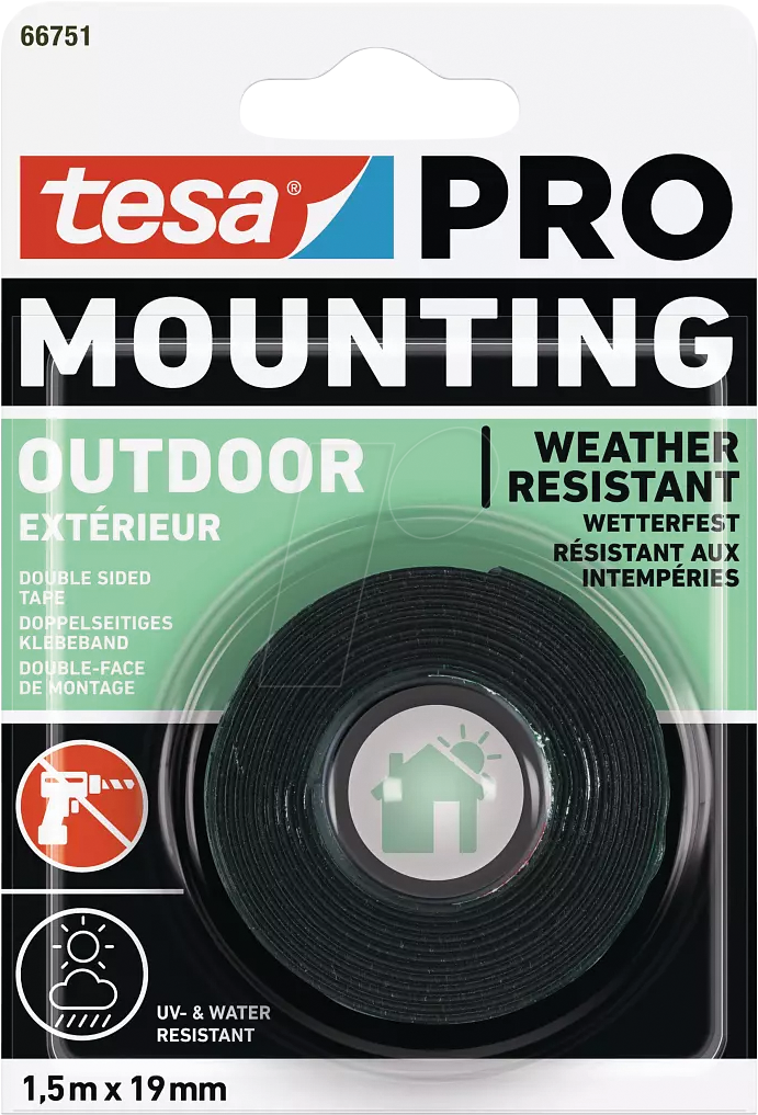 4063565115462 - TESA 66751-0 - Montageband tesa PRO Outdoor 15 m x 19 mm transparent