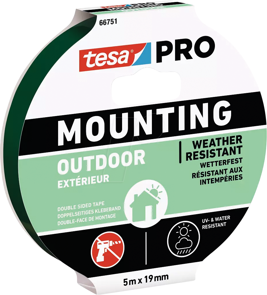 4063565115479 - TESA 66751-1 - Montageband tesa PRO Outdoor 5 m x 19 mm transparent