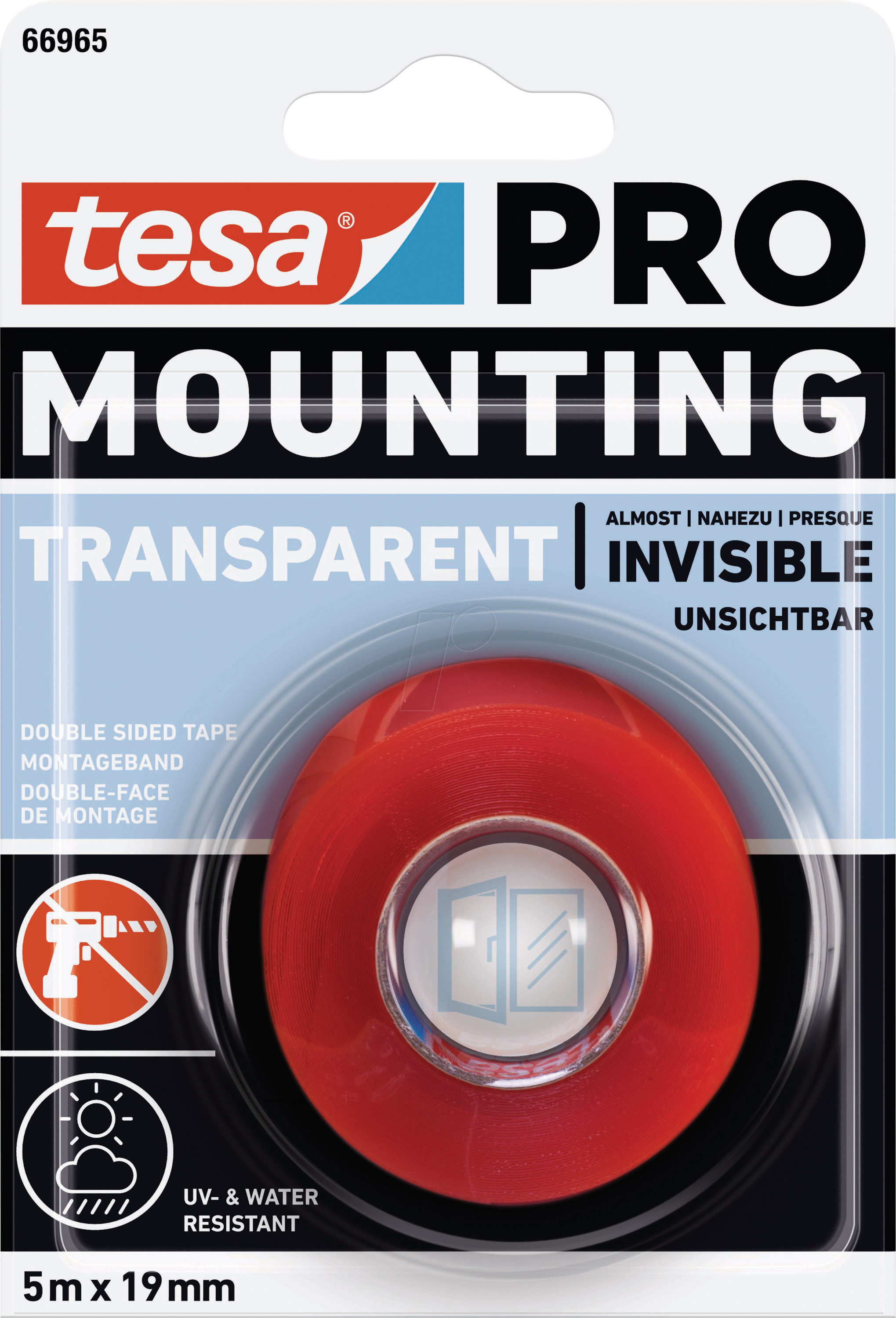 4063565116278 - Mounting pro Transparent 66965-00001-00 Montageband Transparent (l x b) 5 m x 19 mm 1 St - Tesa