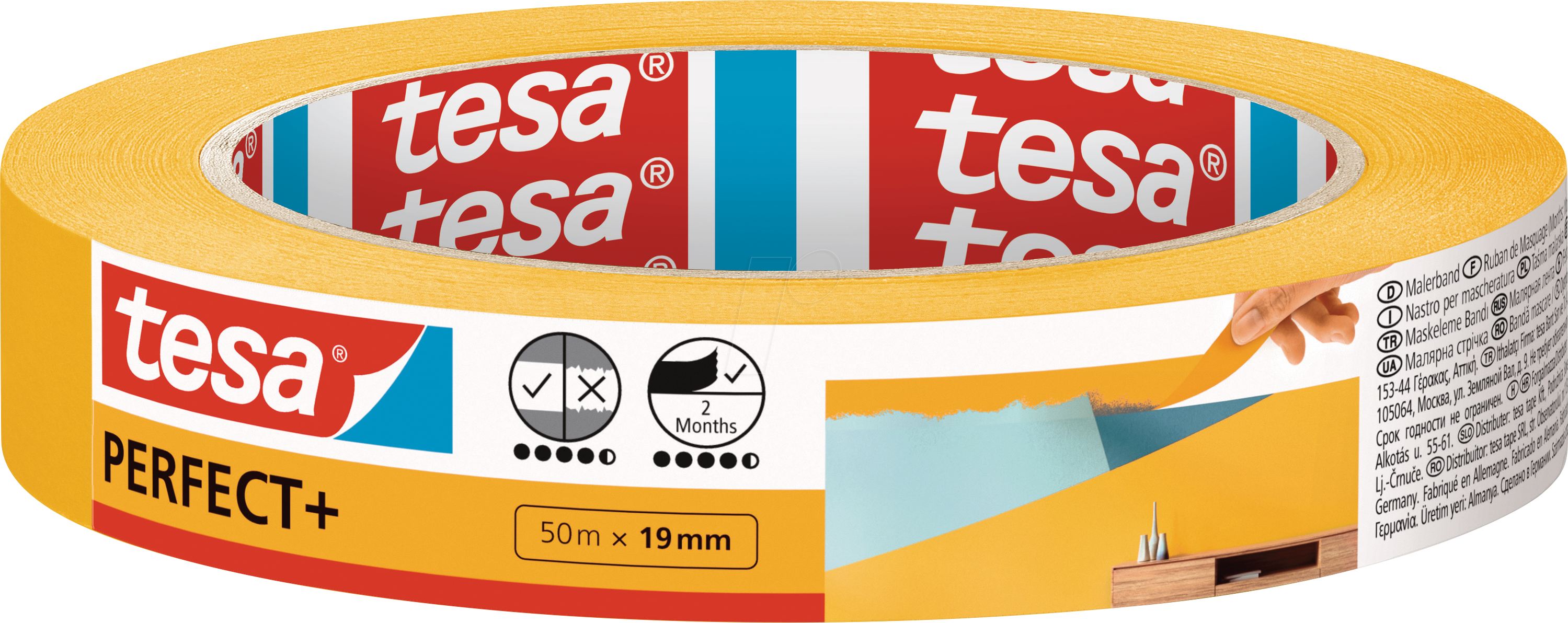 4063565130380 - TESA 56539 - tesa Malerband Perfect+ Innenbereich 50 m x 30 mm 2er Set