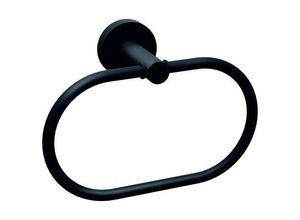 4063565260506 - Moon black Handtuchring matt schwarz - Handtuchhalter-Ring oval - zur Wandbefestigung ohne Bohren inkl Klebelösung - 53 mm x 184 mm x 130 mm