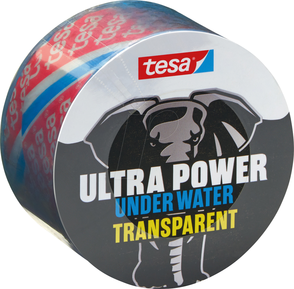 4063565316357 - tesa Ultra Power Under Water Transparent - wasserfestes Klebeband - Abdichtungsband für Pool Zelt und Dachrinne - starke Klebeleistung für