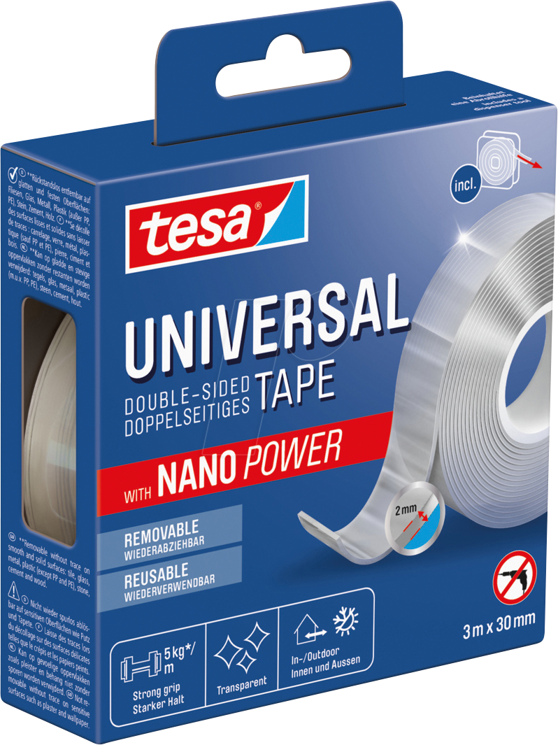 4063565398698 - tesa Nano Power Universal doppelseitiges Klebeband 300 mm x 30 m 1 St