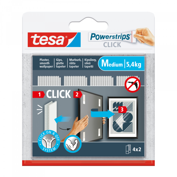 4063565401077 - tesa Powerstrips MEDIUM Klebestreifen für max 54 kg 20 x 80 cm 4 St