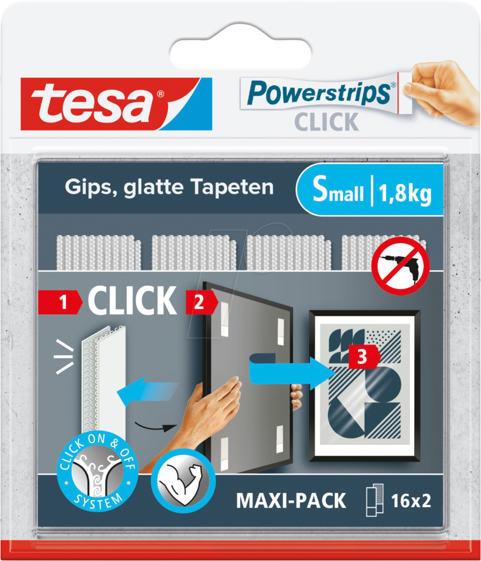 4063565401275 - TESA 77720-20 - Powerstrips CLICK 16 Paar - 18kg