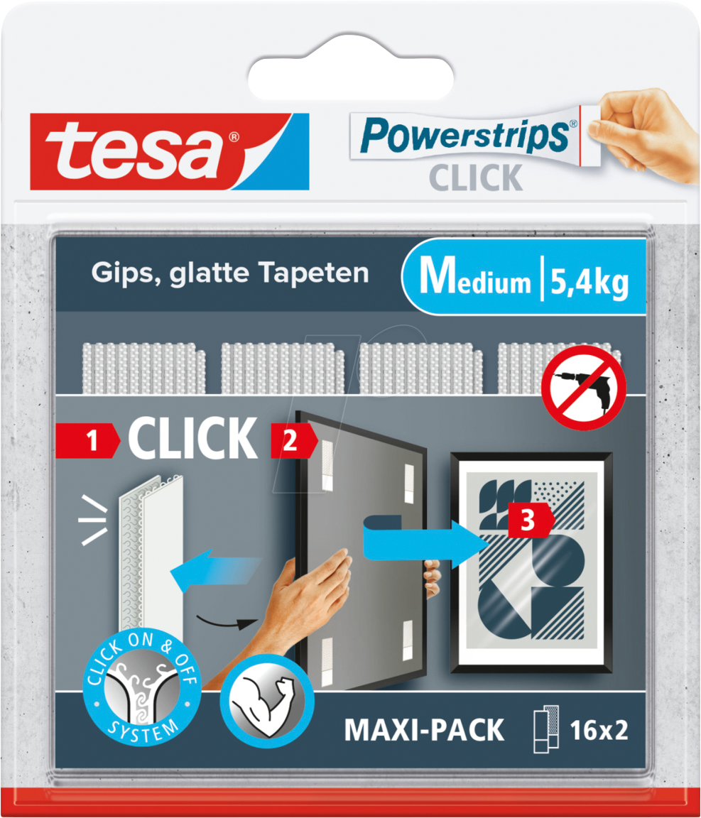 4063565401305 - TESA 77721-20 - Powerstrips CLICK 16 Paar - 54kg