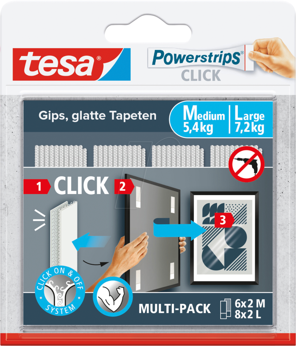 4063565401367 - TESA 77723-20 - Powerstrips CLICK 6x54kg & 8x72kg