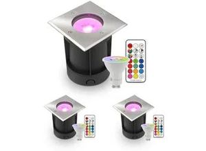 4063592007198 - LED Bodeneinbaustrahler eckig Edelstahl 230V IP67 - Leuchtmittel GU10 3W RGBW i
